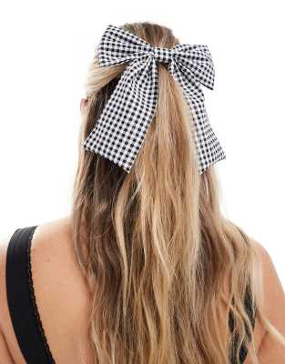 Accessorize Accessorize bow hair clip in black and white gingham