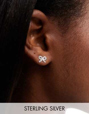 Accessorize Accessorize bow stud earrings in sterling silver