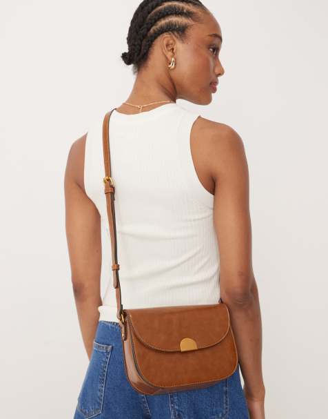 Accessorize boxy crossbody bag in tan - view 1