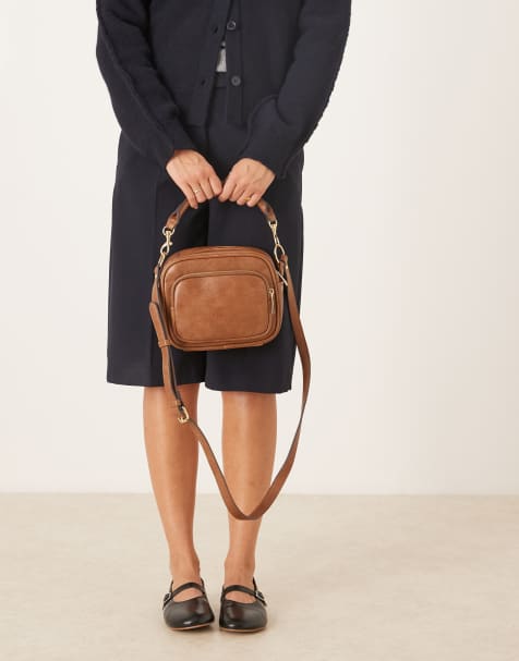 Accessorize boxy crossbody bag in tan - view 1