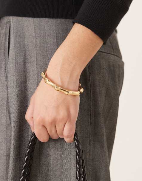 Accessorize - Bracciale dorato effetto bambù con gancio - view 1