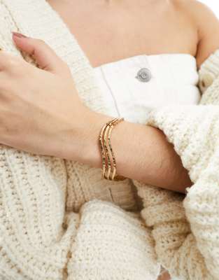Accessorize - Bracciale rigido color oro ondulato a strati