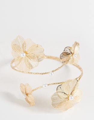 Accessorize - Bracelet manchette avec fleur en filigrane - Doré