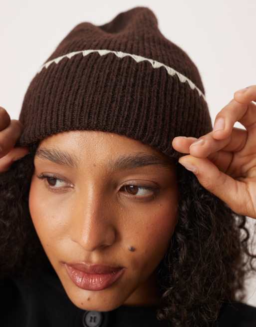 Accessorize – Brązowa czapka beanie z ozdobnymi szwami, 2 z 3