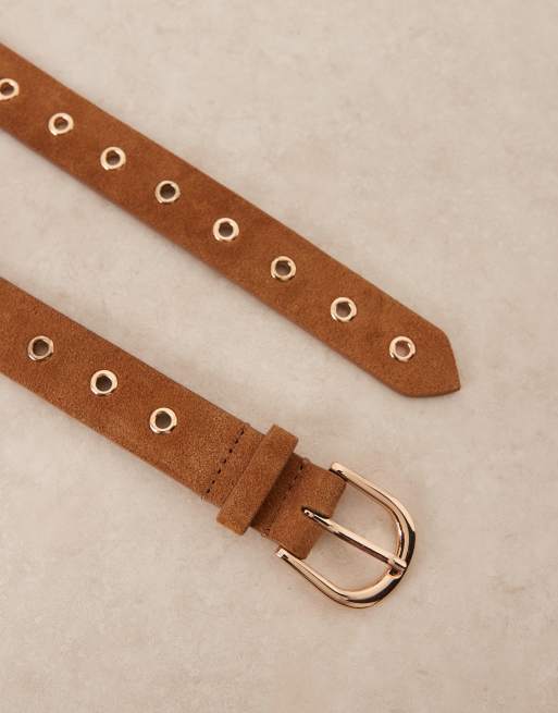 Accessorize – Brązowy pasek premium z oczkami, 2 z 3