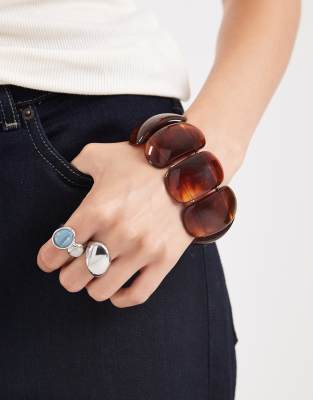 Accessorize - Breites Stretch-Armband aus Kunstharz mit Schildpatt-Optik-Braun