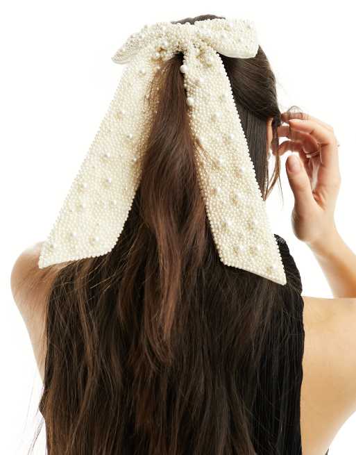 Accessorize - Bruidskleding - Haarstrik met pareltjes in wit