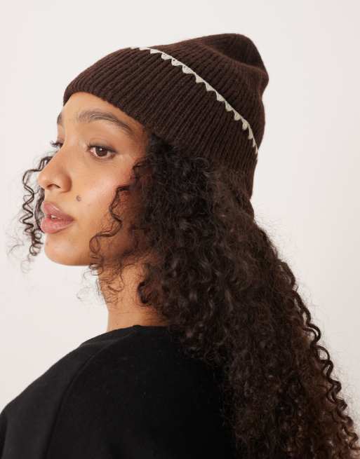 Accessorize - Brun hue med stikninger, 3 af 3