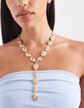 [Accessorize] Accessorize brushed pebble lariat necklace in gold No Size GOLD