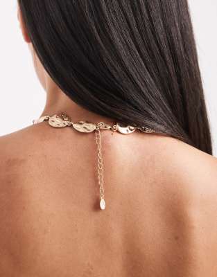 Accessorize Brushed Pebble Lariat Necklace In Gold