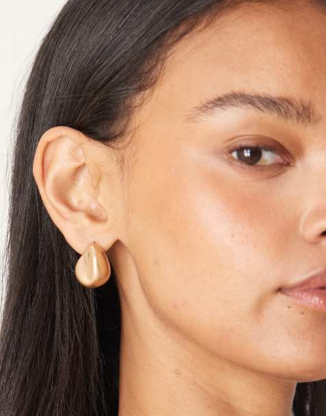 Accessorize brushed pebble stud earrings in gold - view 1