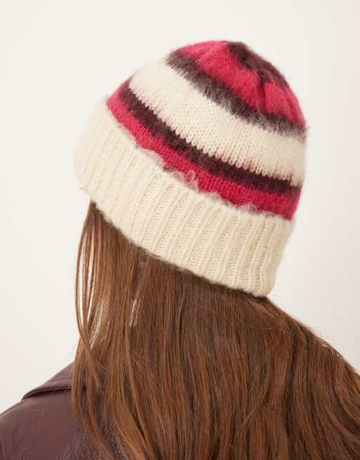 Accessorize brushed stripe beanie in multi, 2 of 3