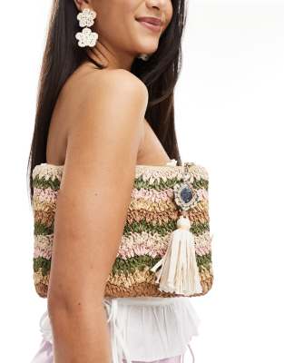 Accessorize - Bunte Strand-Clutch aus Stroh