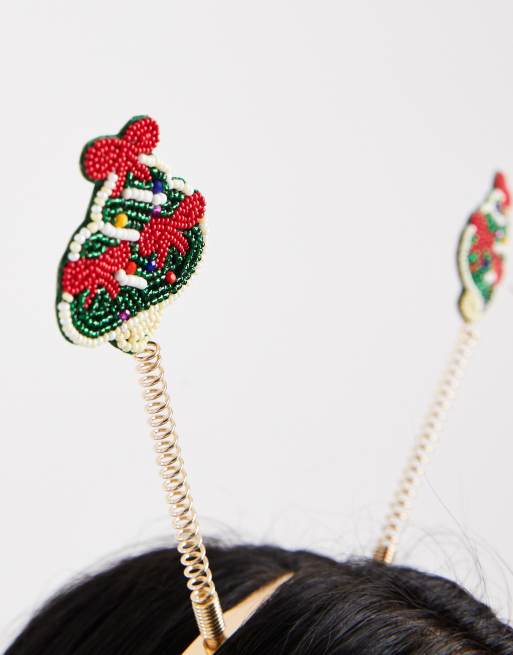 Accessorize – Bunter Haarreif mit perlenbesetzten Weihnachtsbaum-Details, 2 von 3
