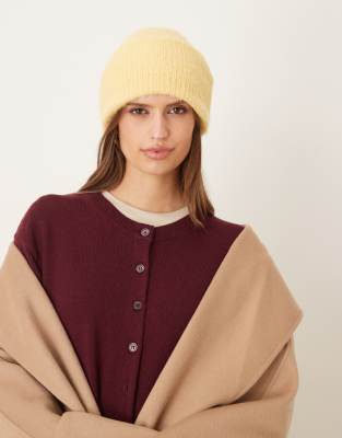 Accessorize Accessorize butter yellow fluffy beanie in yellow