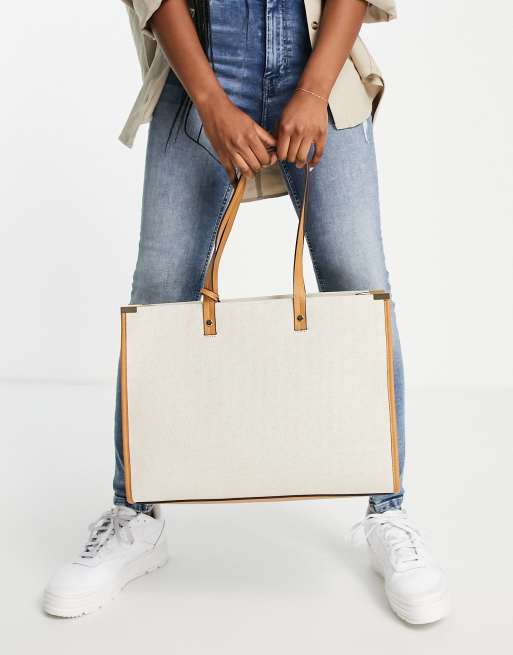 Accessorize - Cabas structuré avec pochette intérieure en lin mélangé
