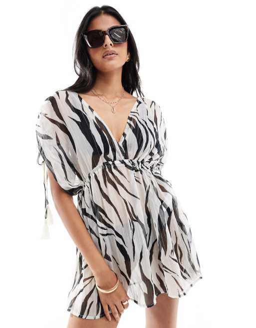 Accessorize Caftano da mare bianco tigrato ASOS