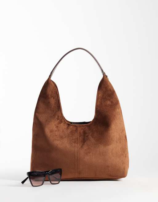 Accessorize – Camelowa, miękka torebka na ramię z imitacji zamszu, 2 z 4