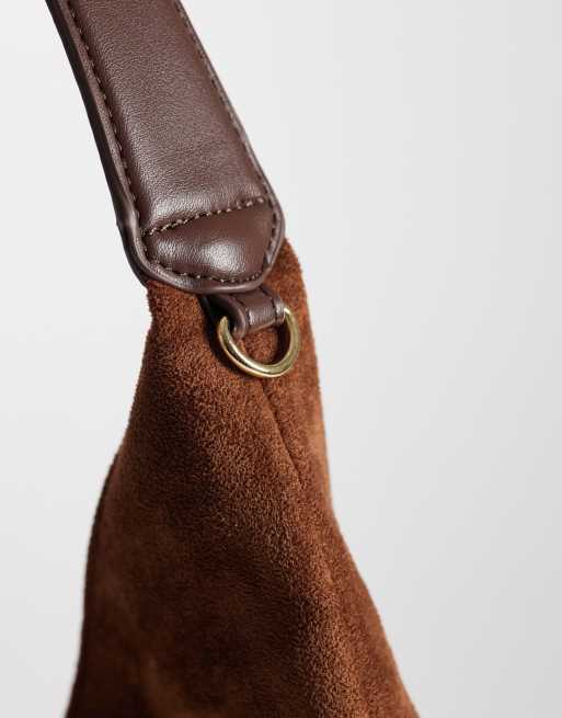 Accessorize – Camelowa, miękka torebka na ramię z imitacji zamszu, 3 z 4