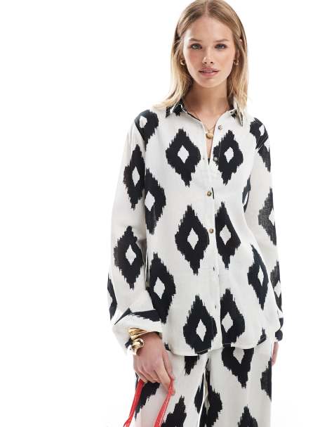 Accessorize - Camicia da mare oversize con stampa monocromatica - view 1