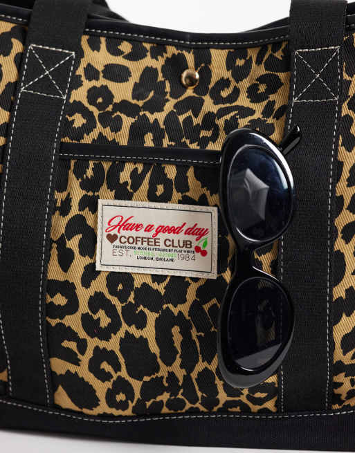 Accessorize canvas shopper tote bag in leopard, 3 of 4