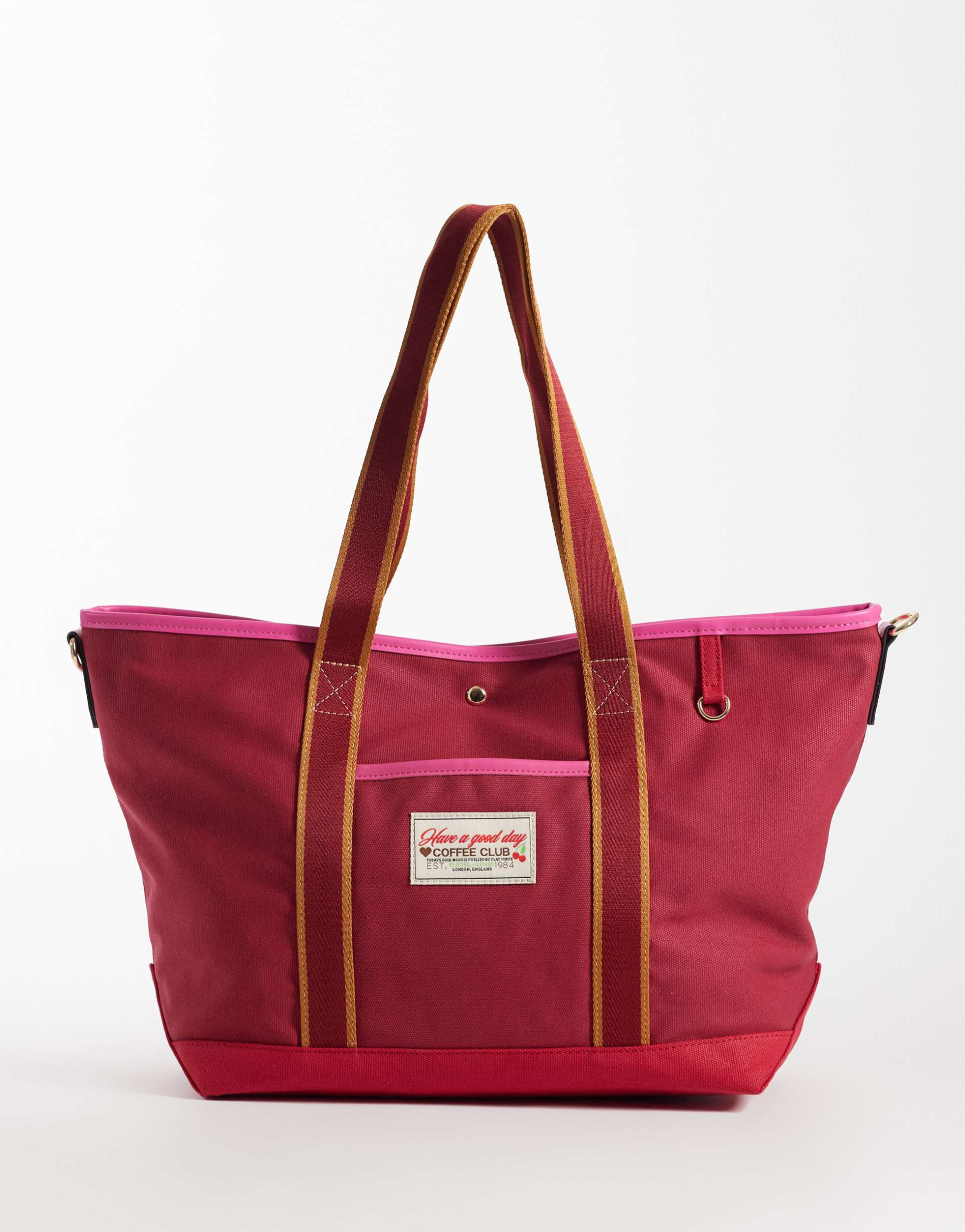 accessorize canvas shopper tote bag in pink