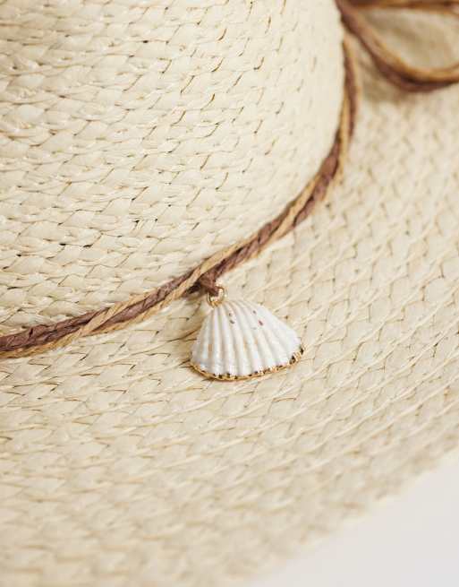 Accessorize - Cappello da cowboy bianco con ciondolo a conchiglia, 3 di 3