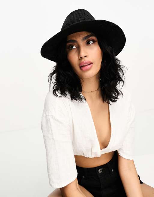 Accessorize - Cappello fedora a trama aperta nero