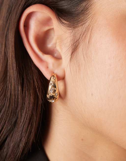Accessorize celestial gem hoop earrings in gold, 3 of 3