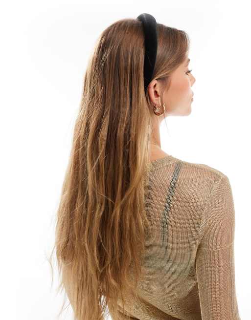 axy Cerchietto largo con nodo color metallico, per capelli da donna in effetto metallizzato, accessorio per capelli HR35G (oro