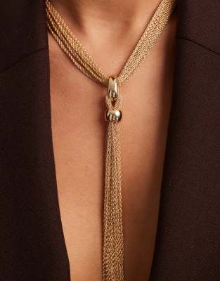Accessorize Chain Mail Lariat Necklace In Gold