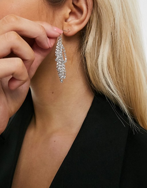Accessorize chandelier drop earrings in diamante silver