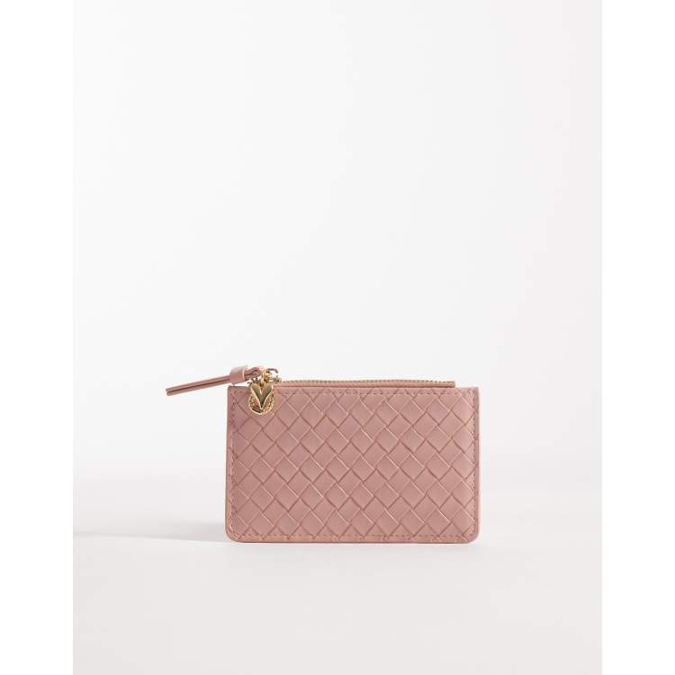 Accessorize charm woven cardholder in pink | ASOS