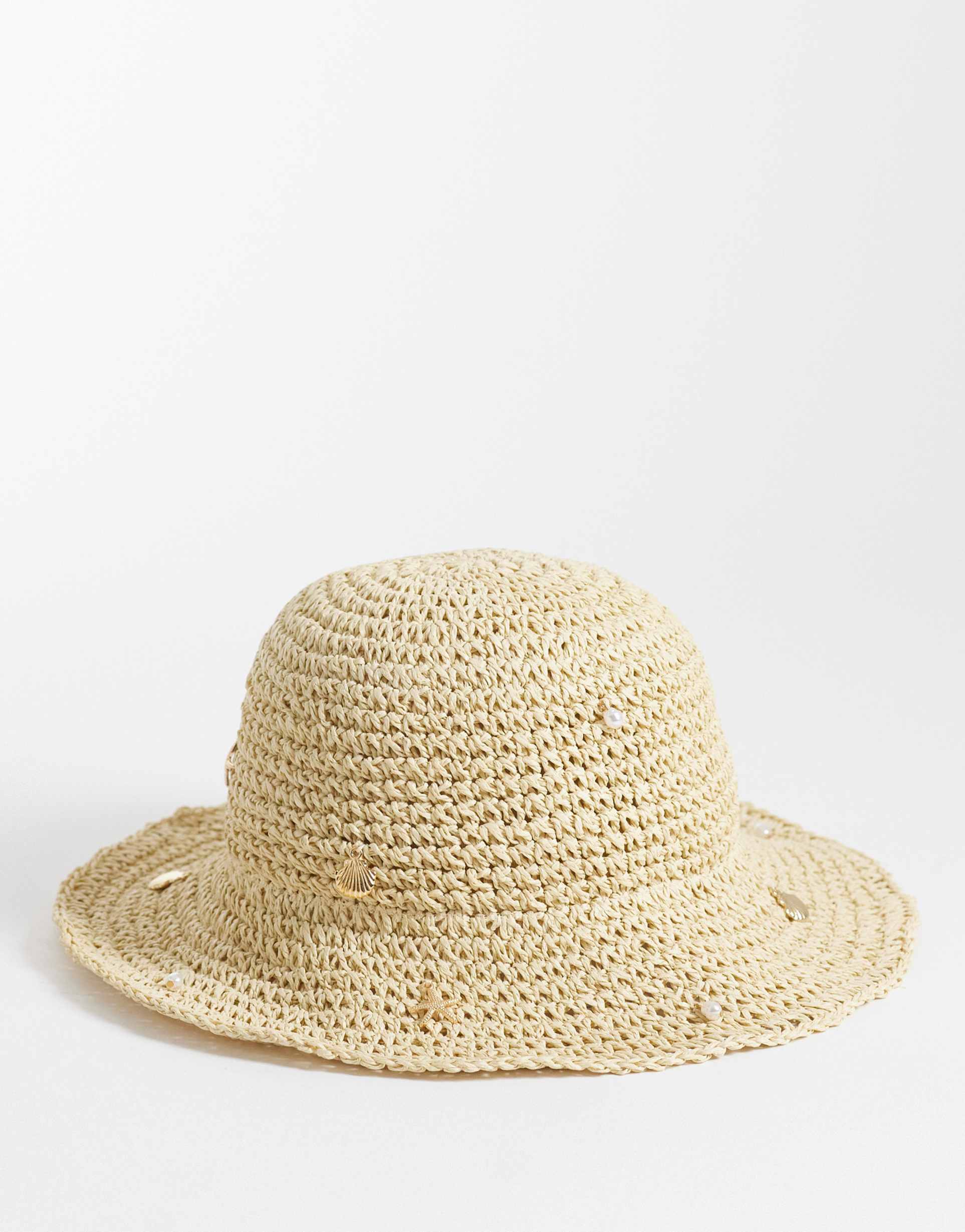 accessorize charmy straw bucket hat in tan