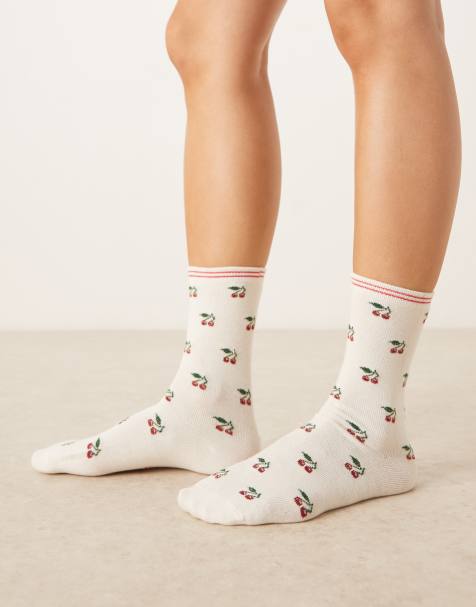 Accessorize - Chaussettes à imprimé cerises - Crème - view 1