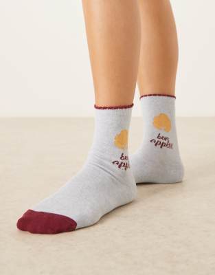 Accessorize - Chaussettes avec motif croissant et Bon Appétit - Bleu