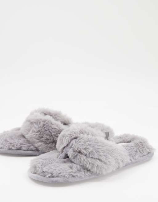 Accessorize - Chaussons pelucheux style tongs - Gris