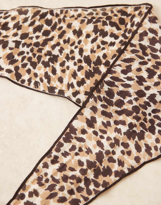 Accessorize cheetah print neckerchief in brown, 3 of 3
