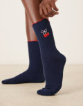 [Accessorize] Accessorize cherry bow socks in navy blue No Size Mid blue