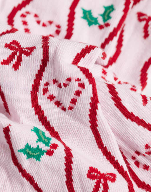 Accessorize christmas candy cane socks in light pink, 3 of 3