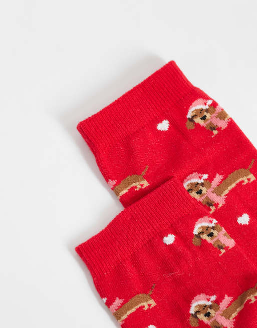 Accessorize christmas dog socks in red, 2 of 3