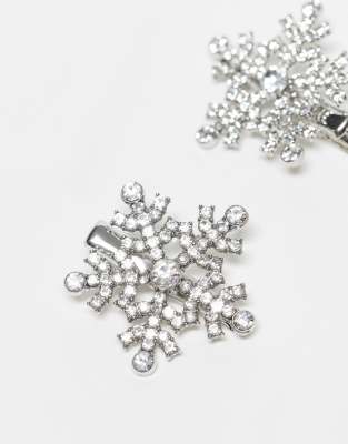 Accessorize Accessorize christmas embellished snowflake hair clips in silver