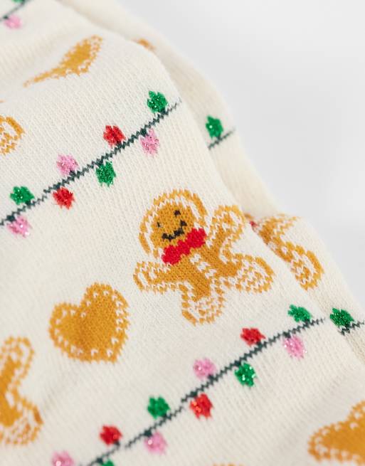 Accessorize christmas gingerbread man socks in cream, 3 of 3