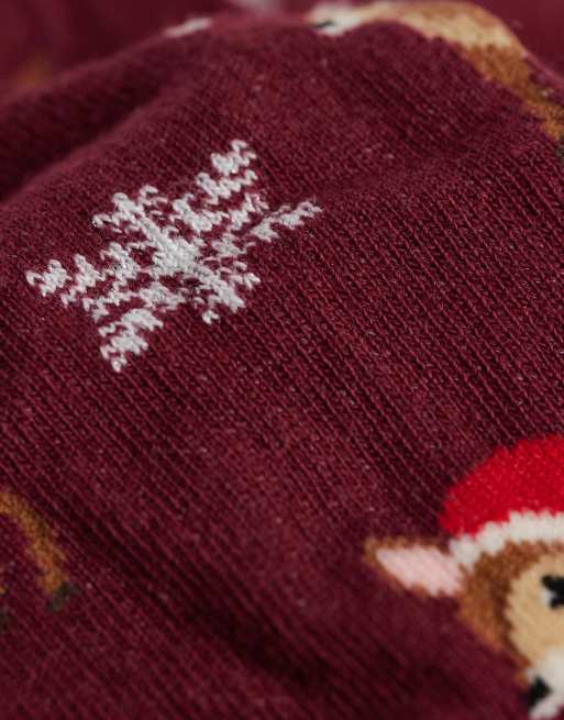 Accessorize christmas reindeer socks in burgundy, 2 of 3