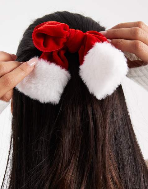 Accessorize christmas santa bow hair clip in red - view 1