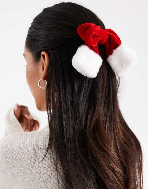 Accessorize christmas santa bow hair clip in red