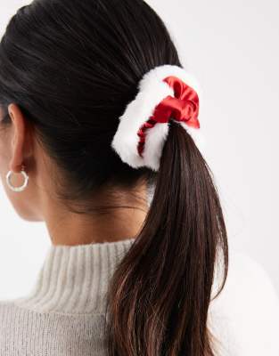 Accessorize Accessorize christmas santa hair scrunchie in red