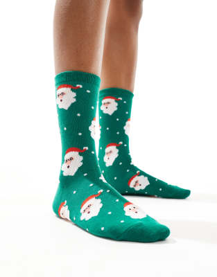 Accessorize christmas santa socks in green