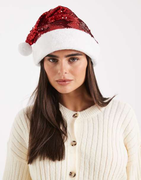 Accessorize Christmas sequin Santa hat in red - view 1