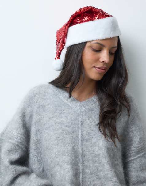 Accessorize Christmas sequin santa hat in red - view 1